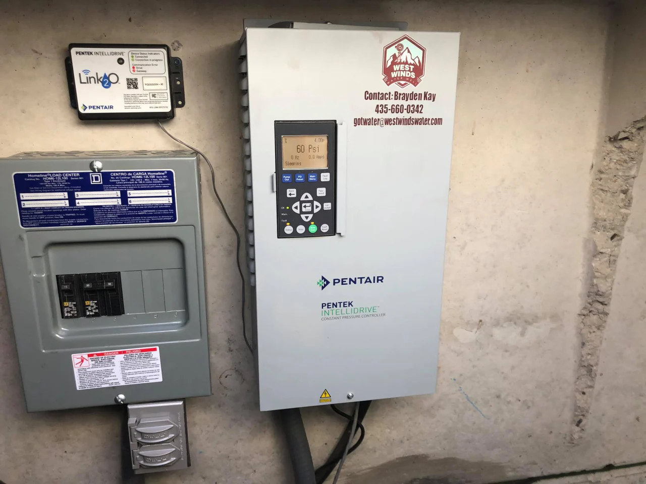 Pump control system installed by West Winds Water Wells